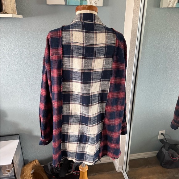 Vici Navy and Red Plaid work shirt - Picture 4 of 6
